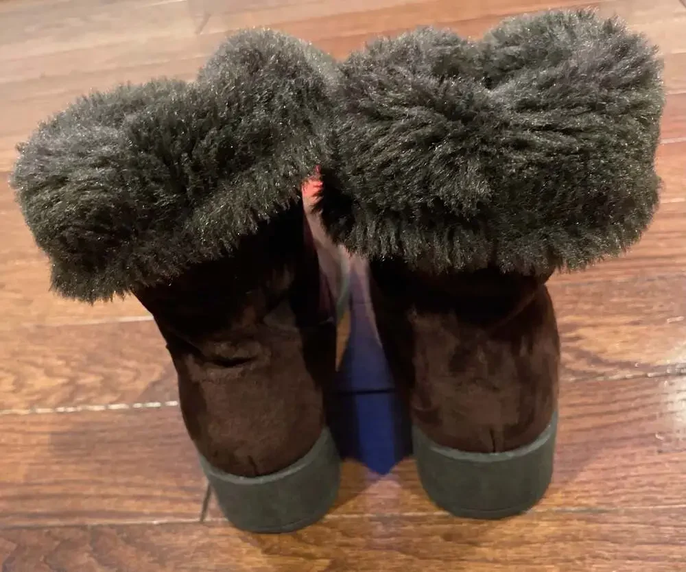 Hush Puppies Brown Suede Faux Fur Zip Winter Boots Women’s 7.5 Y2K